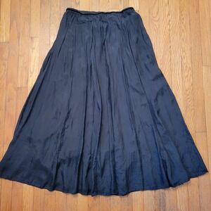 z.b.d. design 10 Maxi Skirt Black Silk Velvet Trim Elastic Waist Whimsigoth Glam